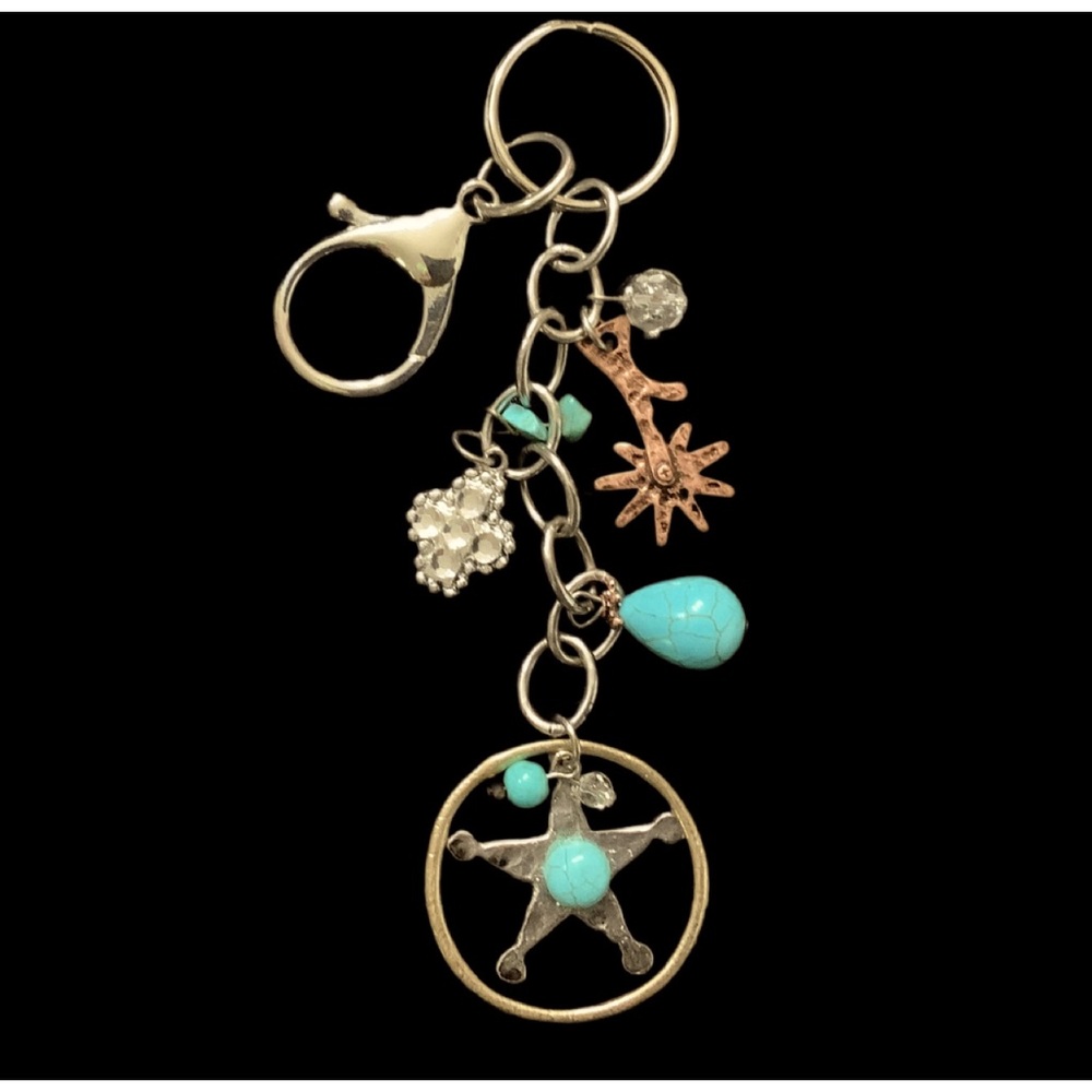 💥2/$24 or 3/$30💥 Western Style Silver and Turquoise Bag Charm or Keychain. NWT